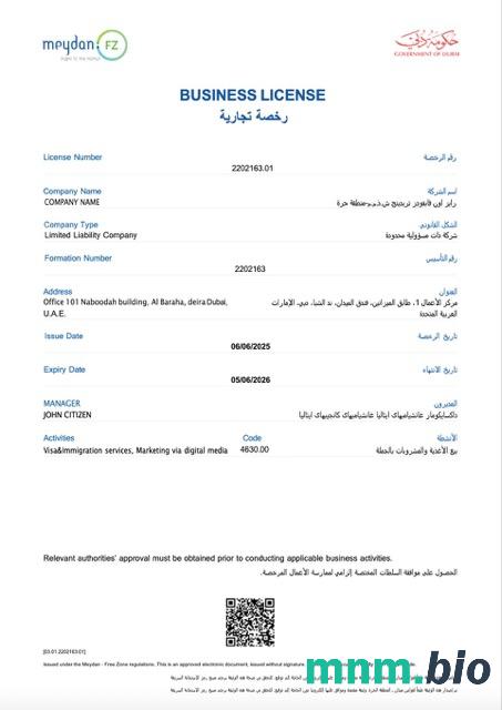 UAE Dubai Business license Word i szablon PDF